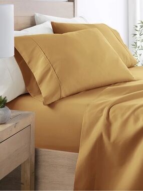 Double Brushed Solid Sheet Set Twin Gold